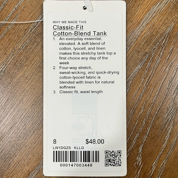 LULULEMON Classic-Fit Cotton Blend Sz 8 Tank - Picture 6 of 6